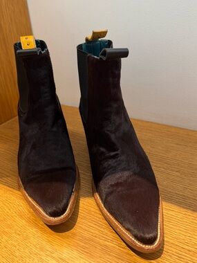 Paul Kaufman Dark Brown Calf Hair Chelsea Boots